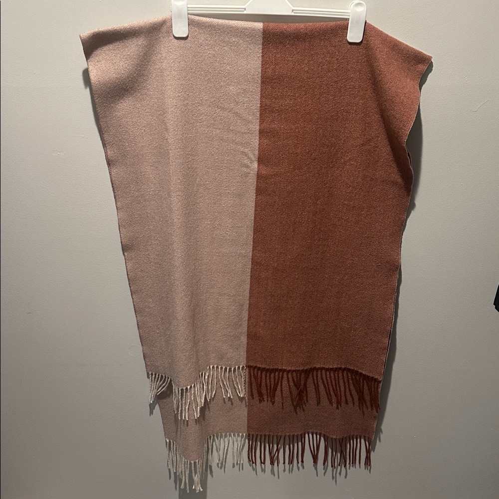 Burnt orange and Cream Scarf with Fringe